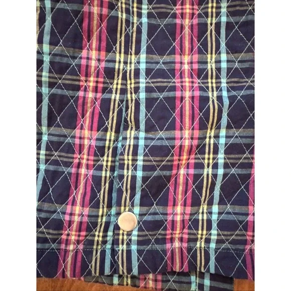 Vintage Company Collection Women's Snap Navy Pink Quilted Plaid Vest Size M - Picture 5 of 6